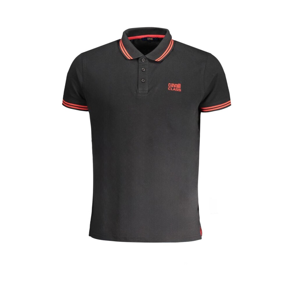 Black Cotton Polo Shirt with Embroidery Cavalli Class Polo Shirts Miinto