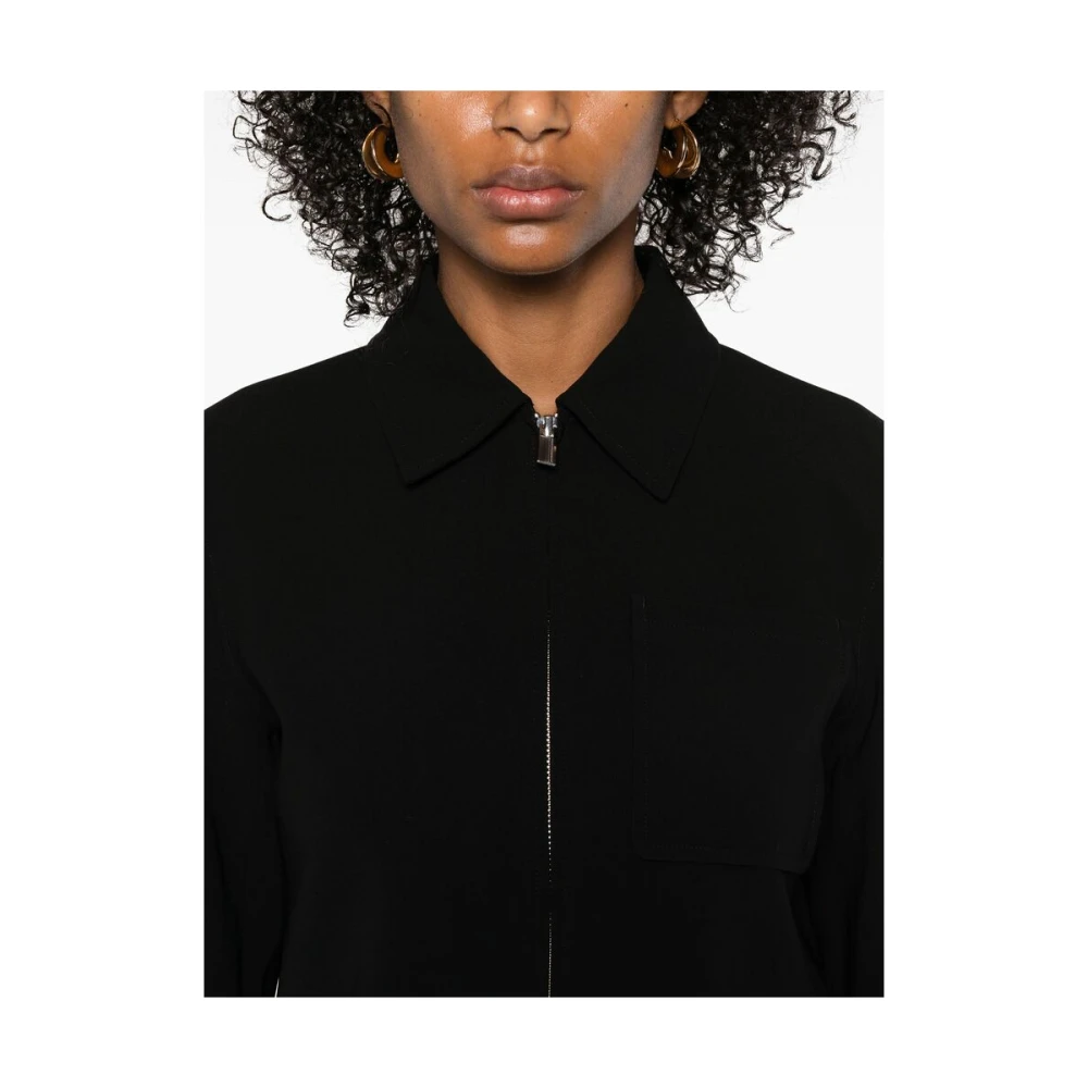Theory Zwarte Rits Voorkant Geknipte Jas Black Dames
