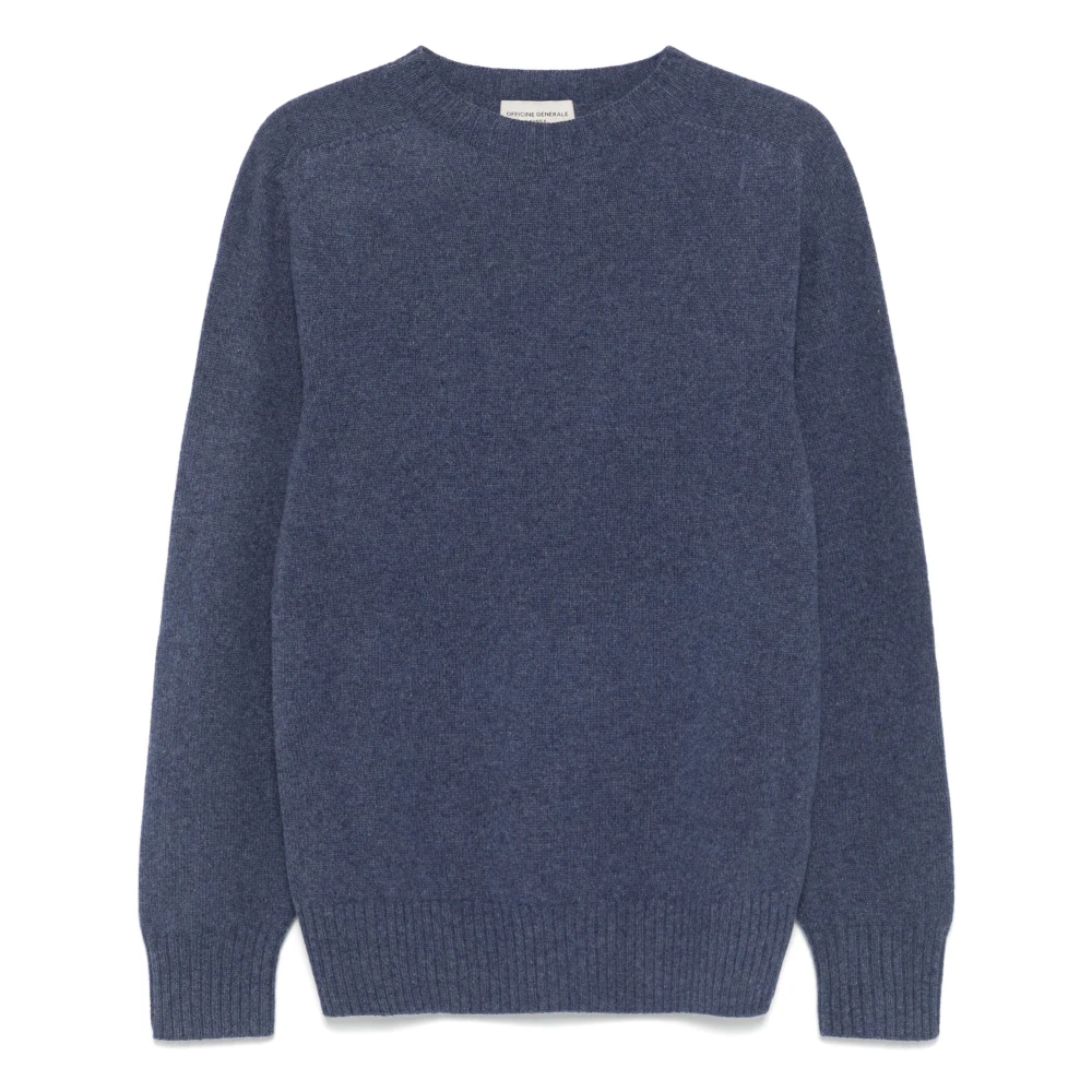 Officine Générale Wollen Crew-neck Gebreide kleding Blue Heren