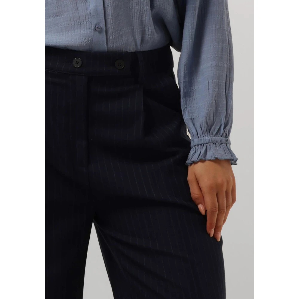 Lollys Laundry Navy Gestreepte Elegante Polyester Broek Blue Dames