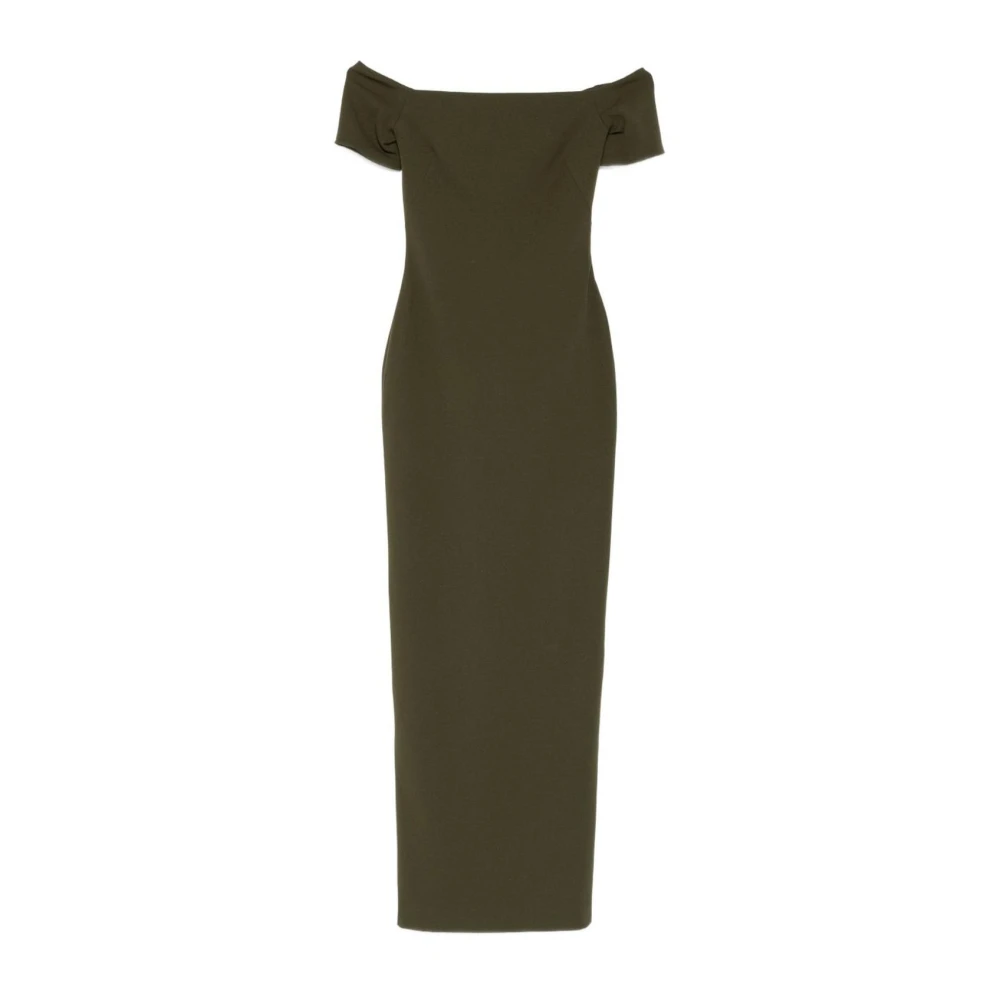 Solace London Green Off-The-Shoulder Sheath Dress - Female - Gowns - S - Dresses