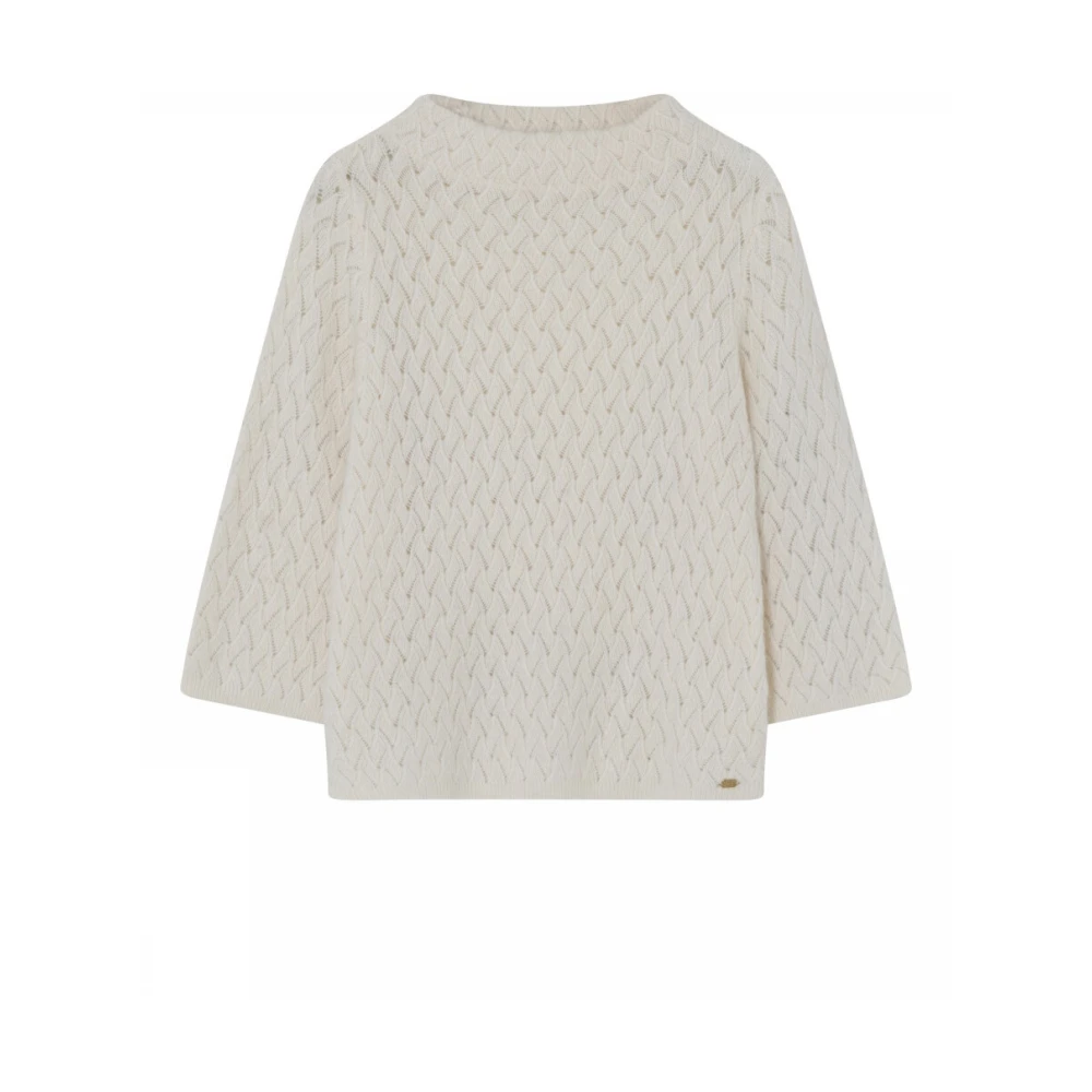 Gustav Cropped Sleeve Stickad Tröja Off White White, Dam