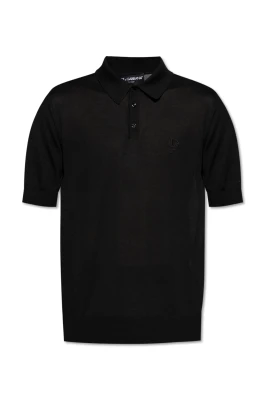 Sidenspolo med broderat logotyp