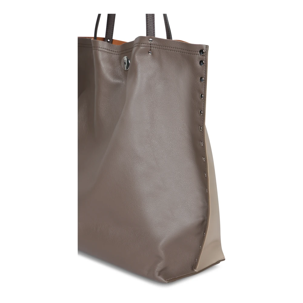 Zanellato Elegante Duifgrijze Metalen Detailtas Beige Dames