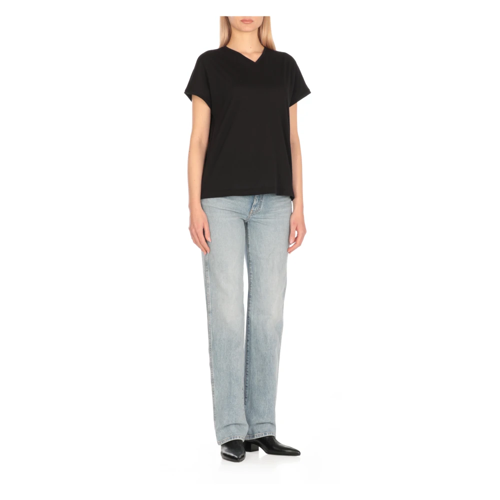 Khaite Zwarte Katoenen V-hals Top Black Dames