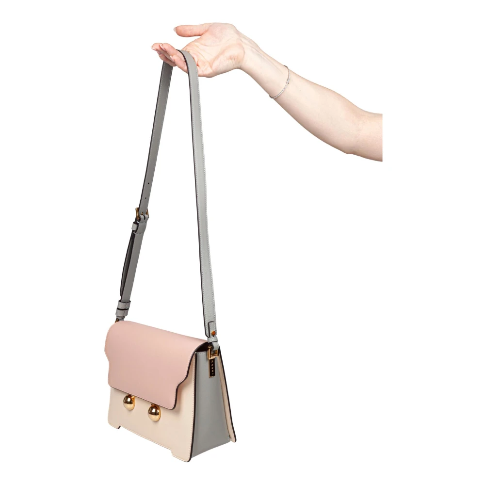 Marni Trunkaroo Leren Schoudertas in Crème Roze Pink Dames