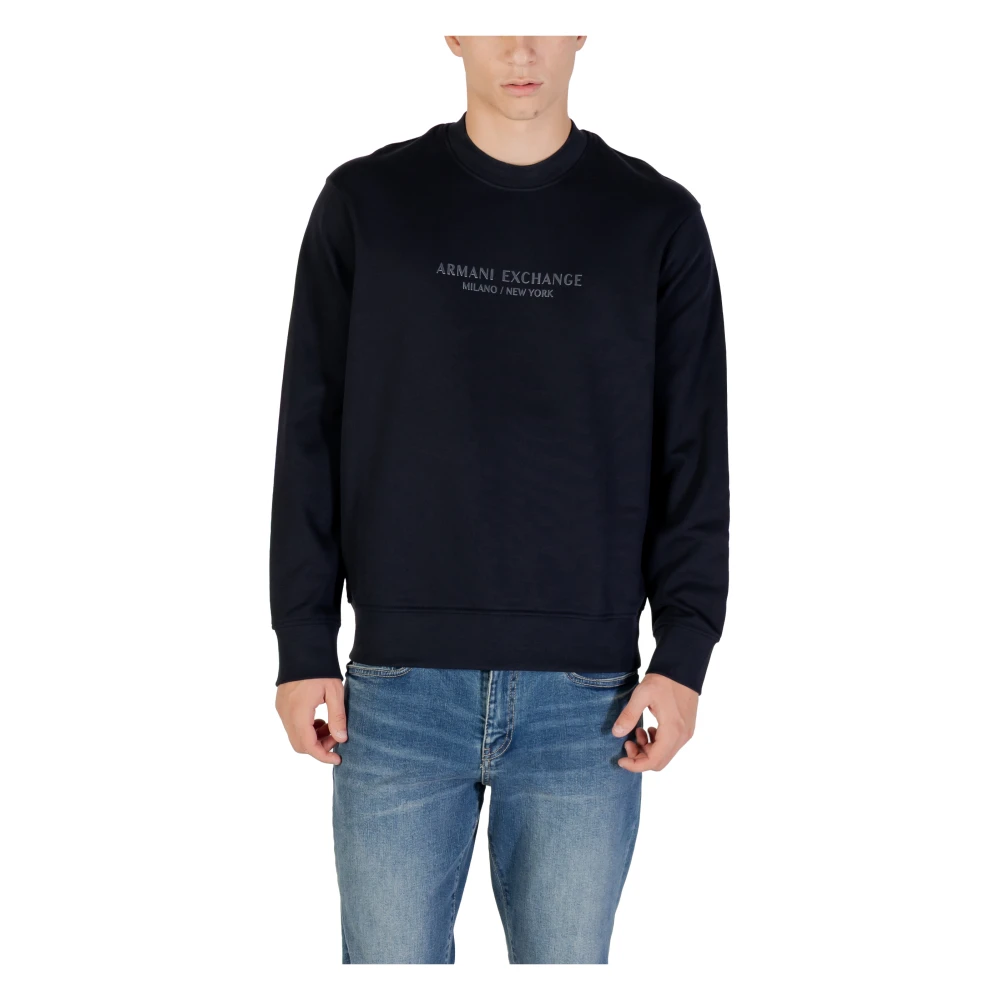 Armani Exchange Mannelijk Blauw Hoodies & Sweatvesten Heren, M, Katoen, Minimalistische Crewneck Sweatshirt Xm 001284 Af 20934