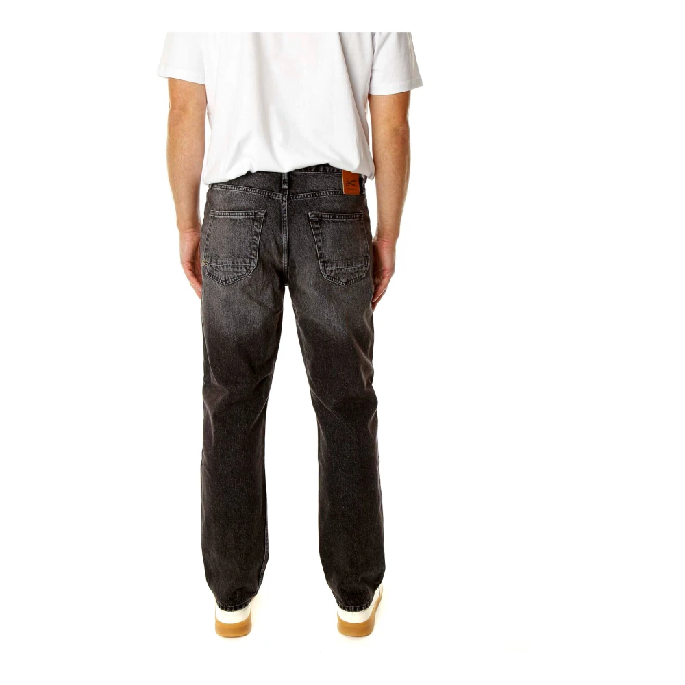 Denham Zwarte relaxed fit jeans met middelhoge taille Gray Heren