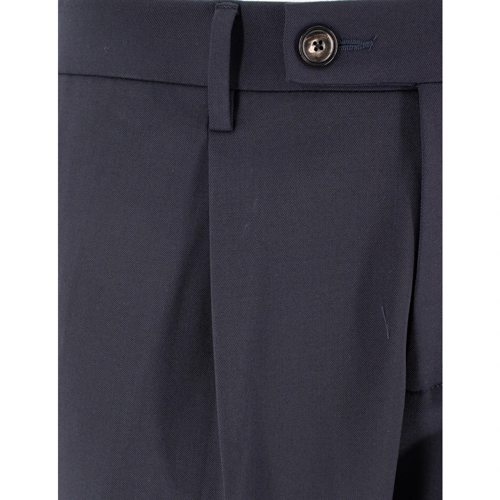 Michael Coal Elegant Wide Fit Button Trousers Blue Heren