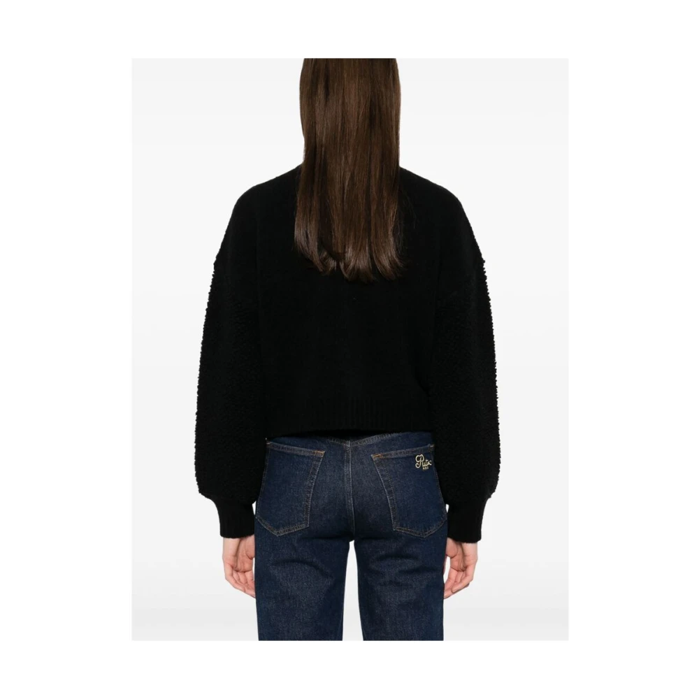 Frame Zwarte Crew Neck Sweater met Zakken Black Dames