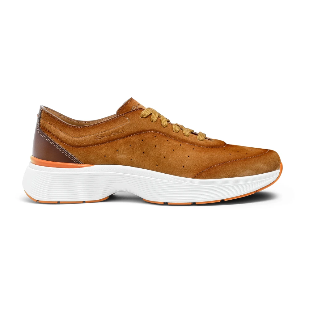 Santoni Leren sneaker voor heren Heren Schoenen Bruin