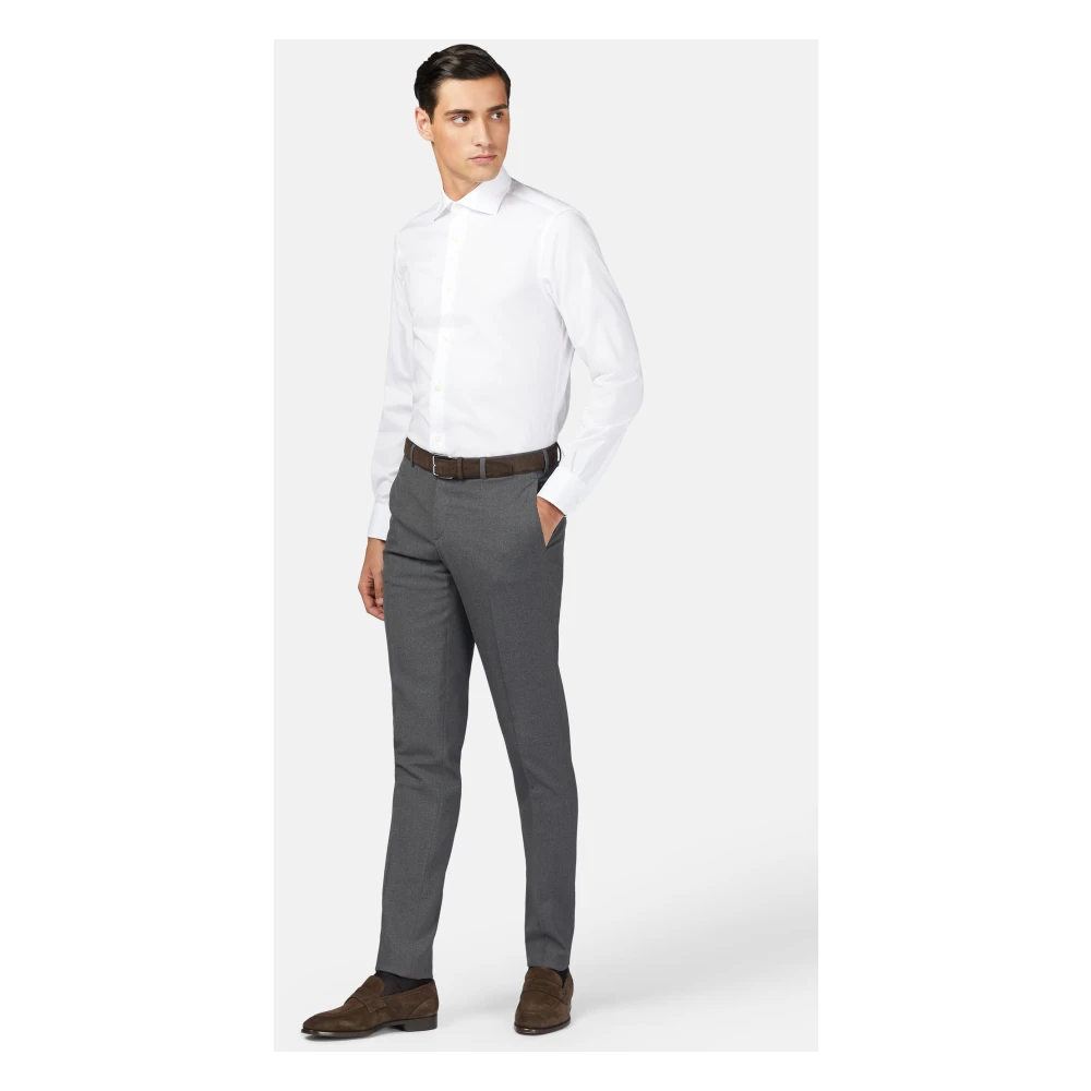 Boggi Milano Slim Fit Stretch Katoenen Overhemd White Heren