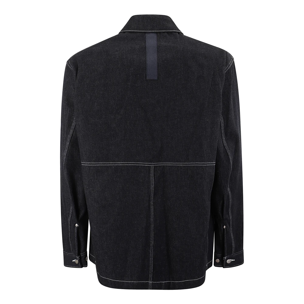 Junya Watanabe Denim Knoopjas met Logo Blue Heren