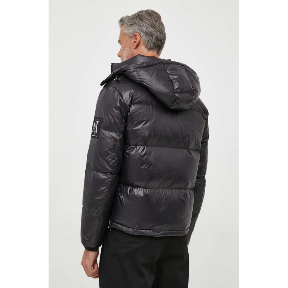 Armani Exchange Zwarte donsjas met afneembare capuchon Black Heren
