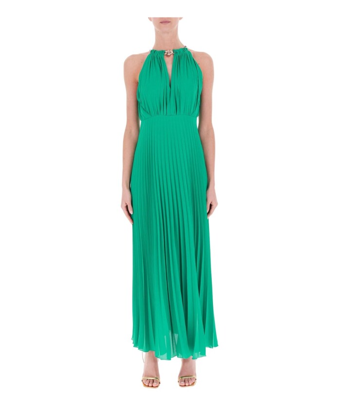 emerald-halter-pleated-dress