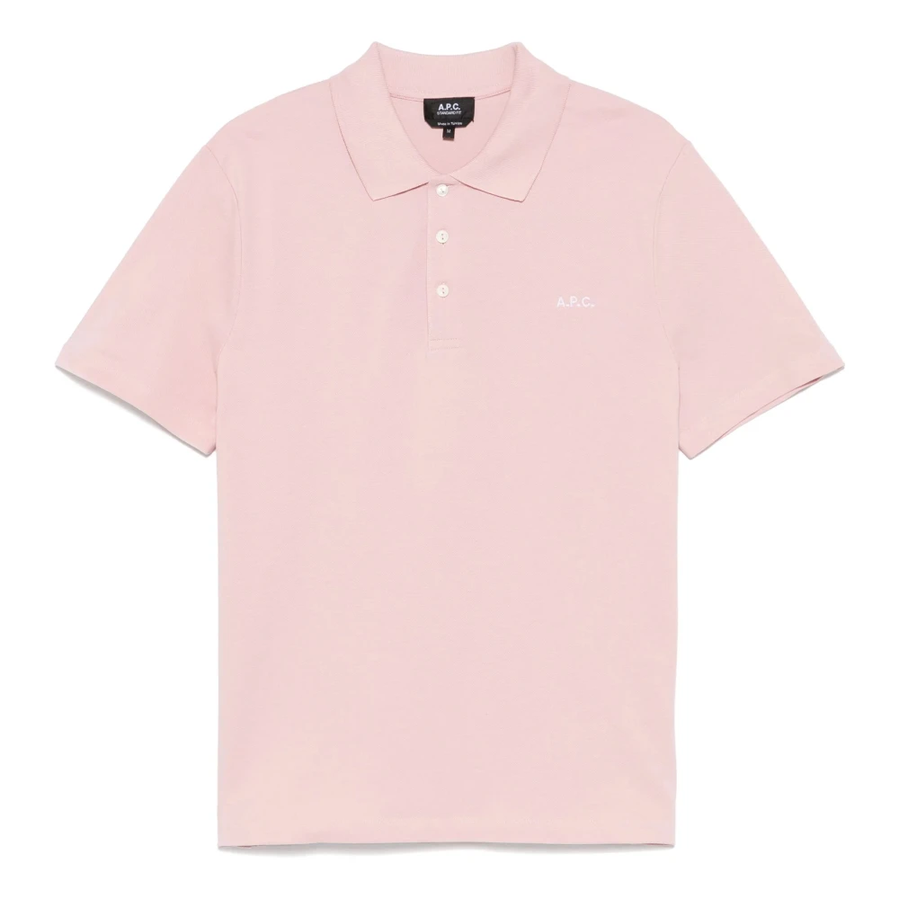 A.p.c. Katoenen poloshirt met 3 knopen Pink Heren