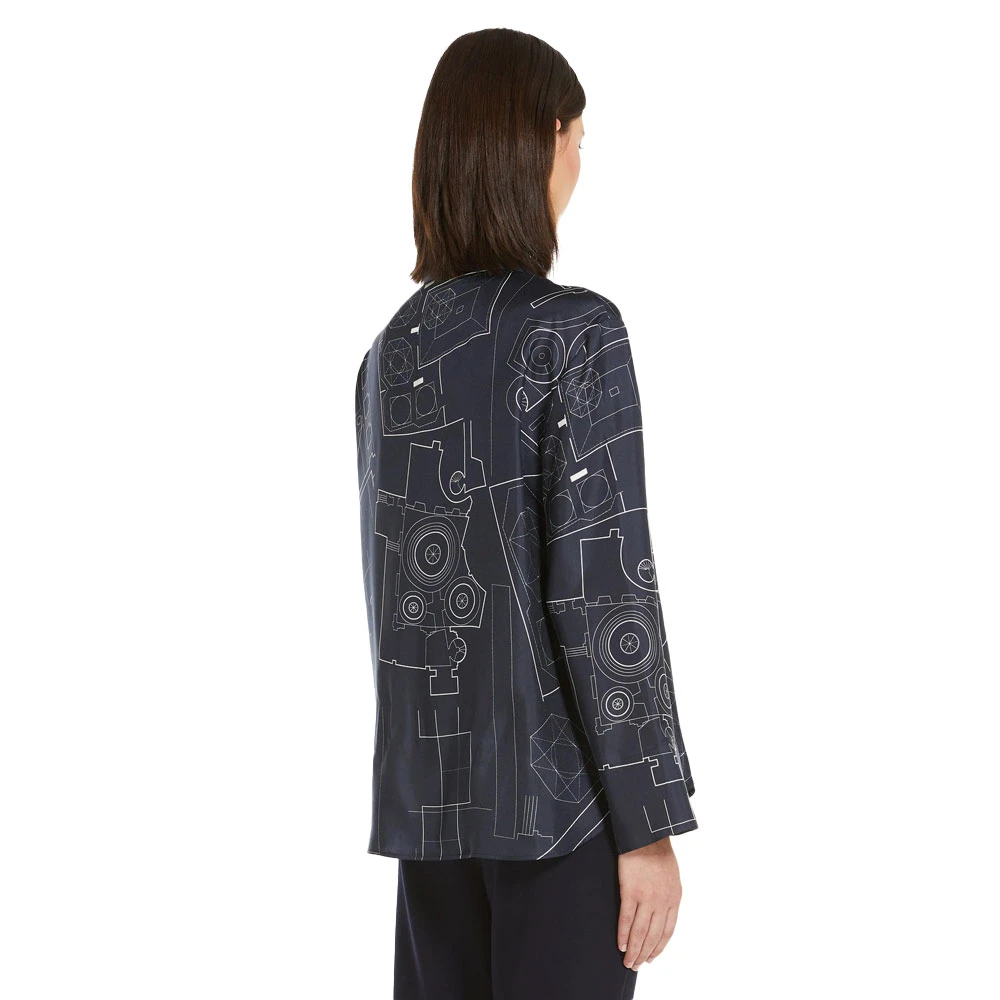 Max Mara Gedrukte zijden overhemd met lange mouwen Blue Dames