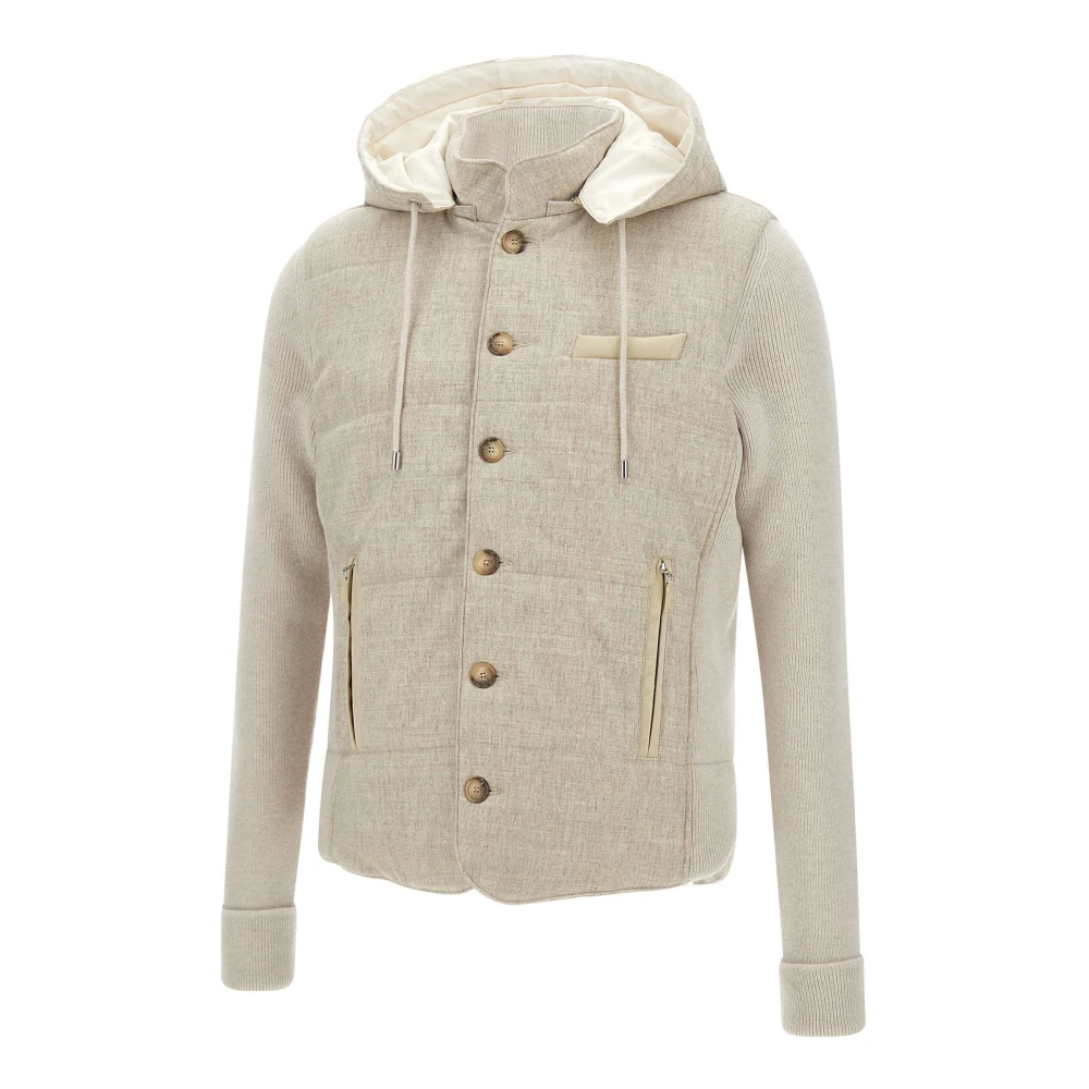 Gran Sasso Witte wollen jas met gewatteerde flanel White Heren