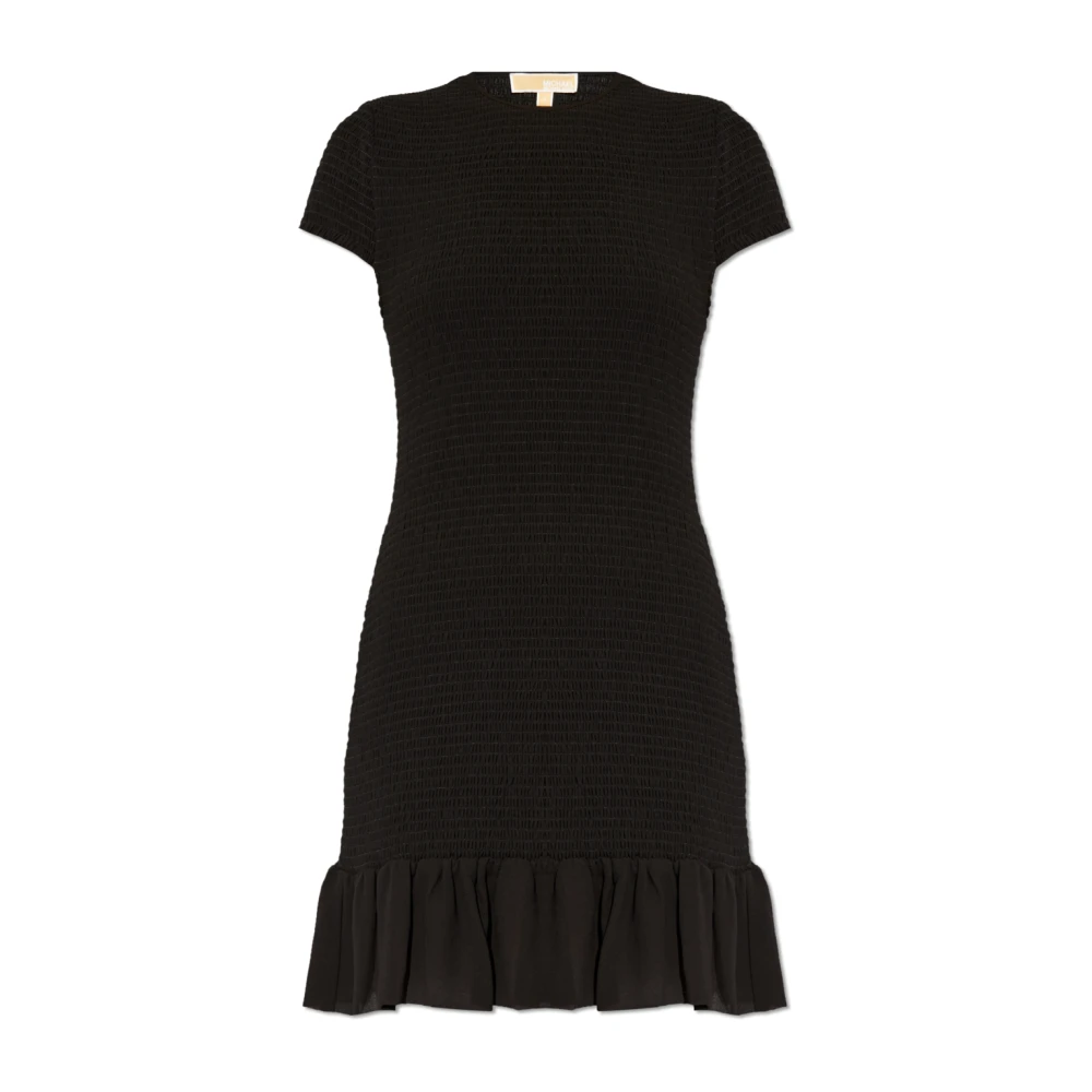 Michael Kors Geruit Mini Jurk van Georgette Black Dames