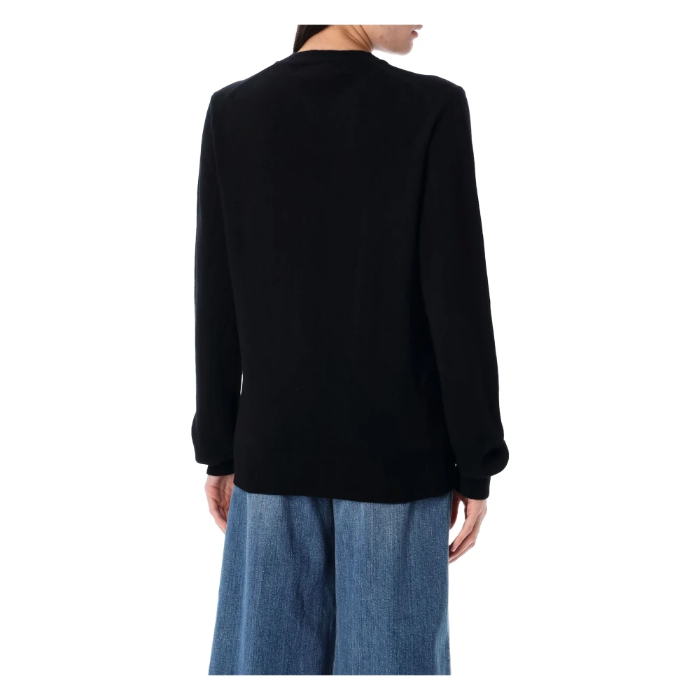 Comme des Garçons Zwarte Wol V-hals Gebreid Black Dames