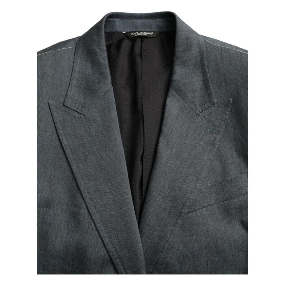 Dolce & Gabbana Blauwe Linnen Naples Blazer Blue Heren