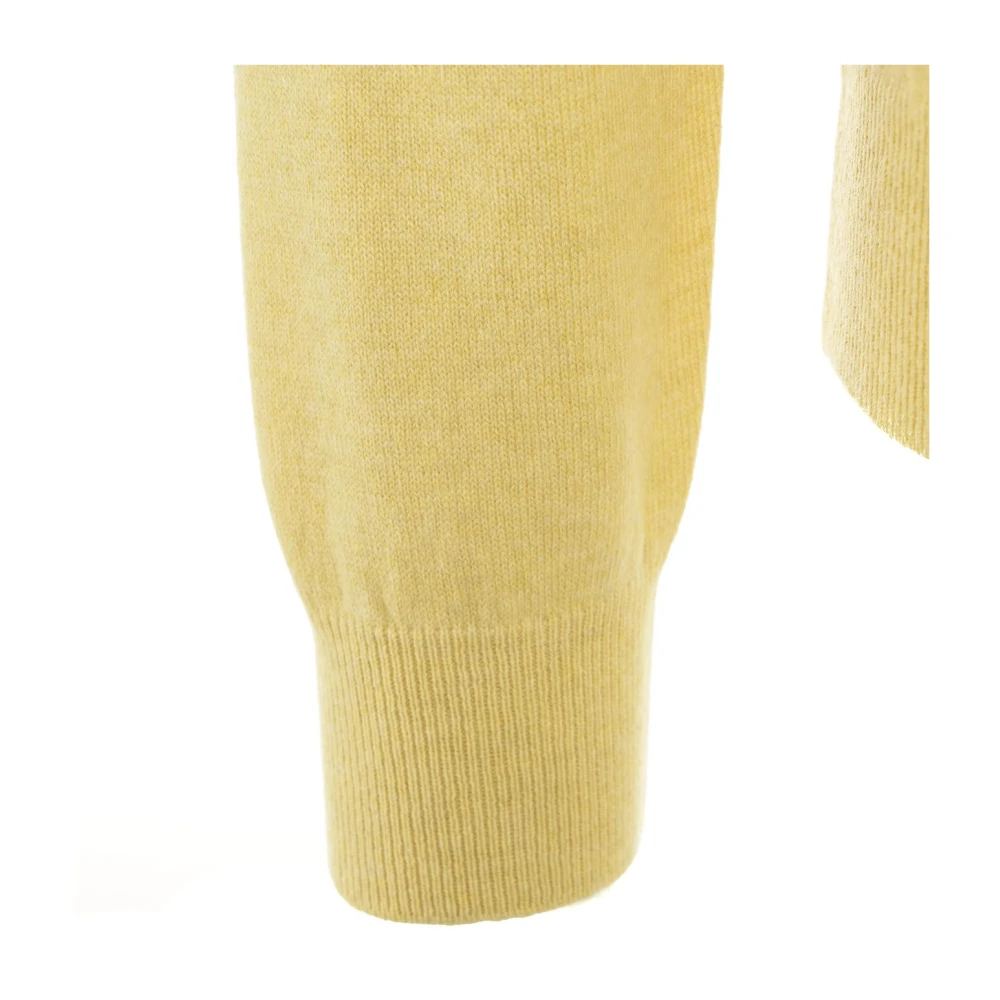 Gender Italiaanse Gebreide Pullover met Logodetails Yellow Heren