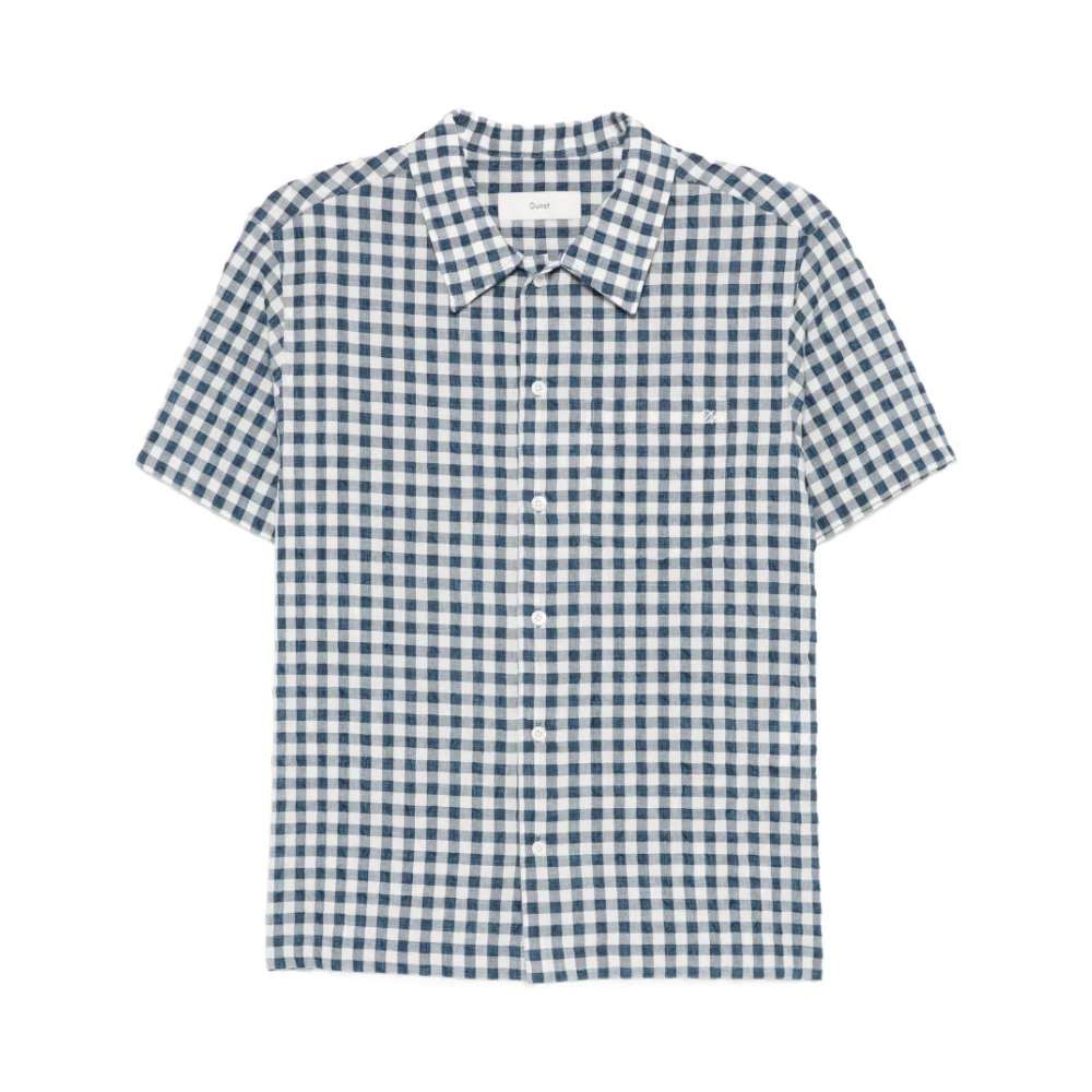 Dunst , Short Sleeve Shirts, Male, Blue, S, Gingham Short Sleeve Shirt