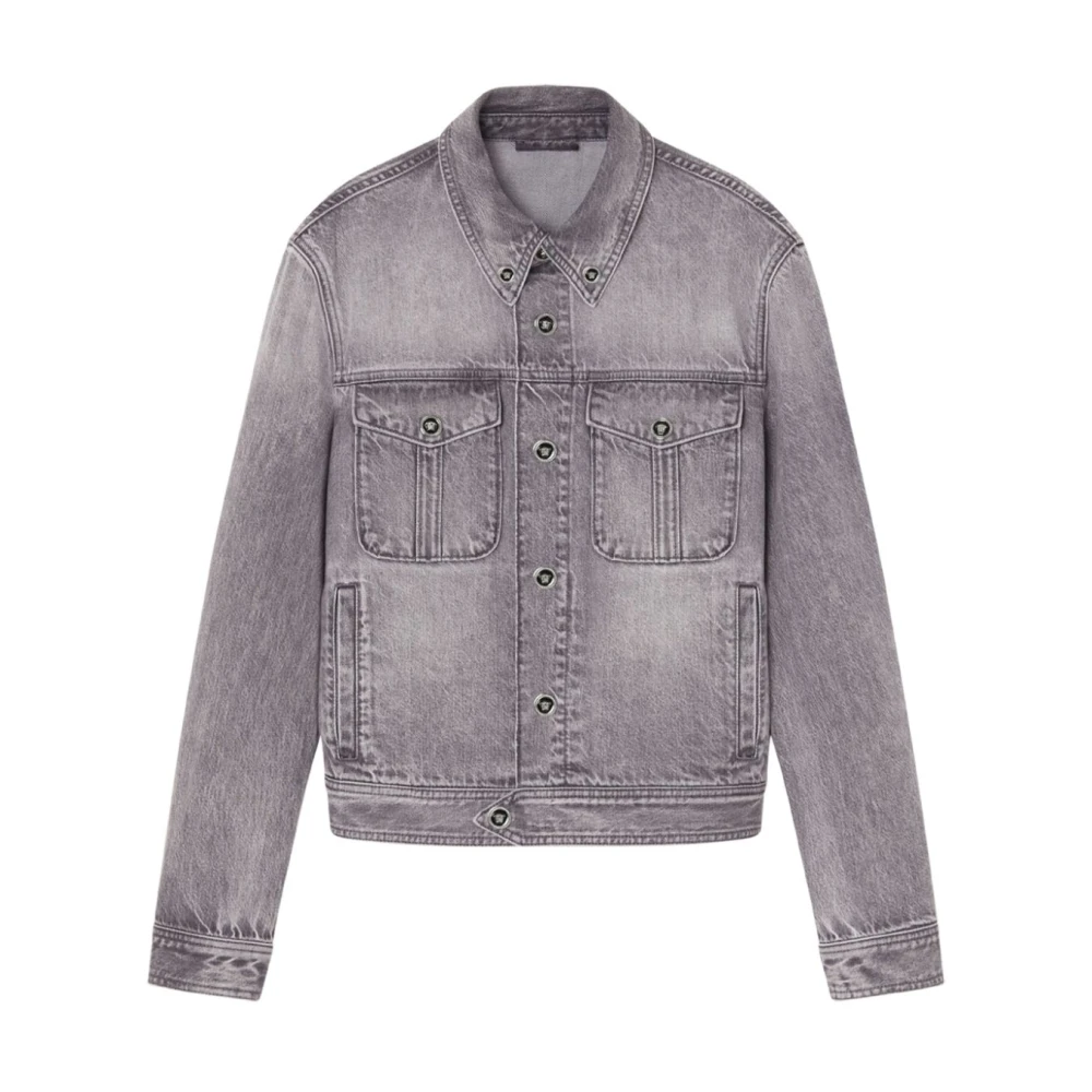 Versace Handtekening Medusa Head Denim Jack Gray Heren