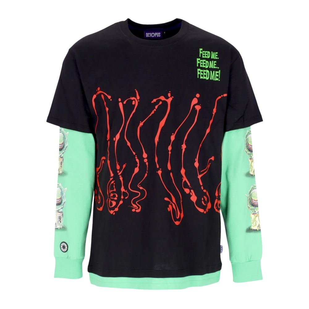 Octopus Zwarte Longsleeve Tee Dripper Multicolor Heren