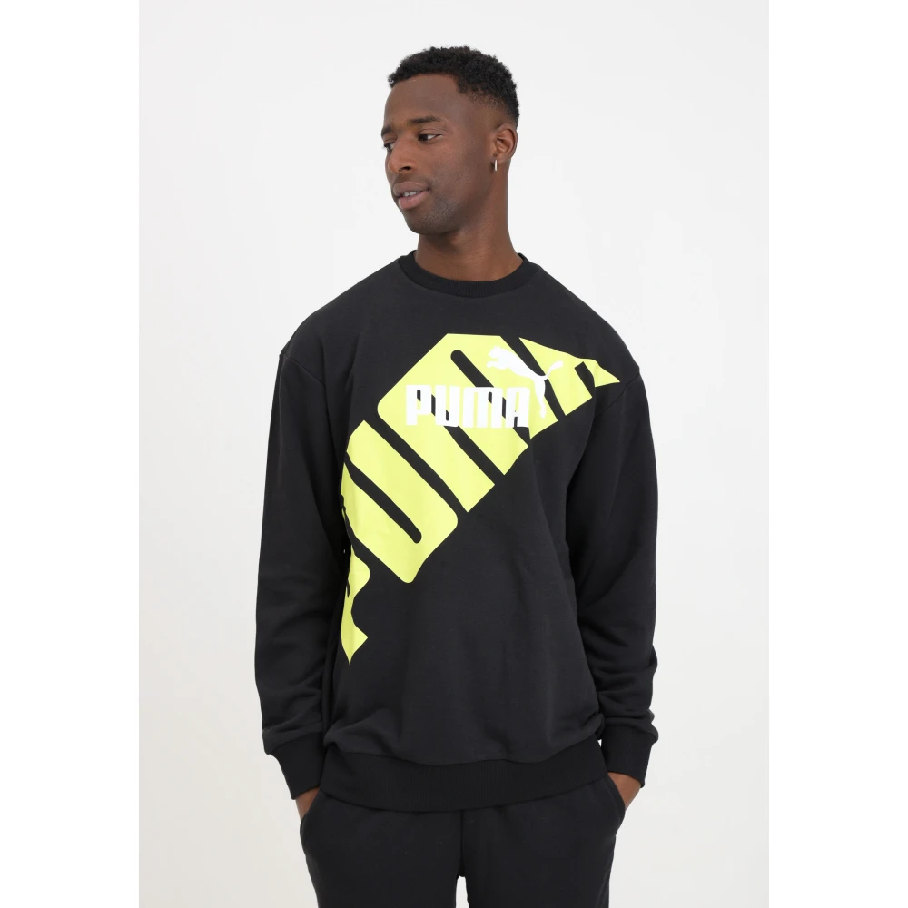 Puma Zwarte Grafische Power Sweater Black Heren