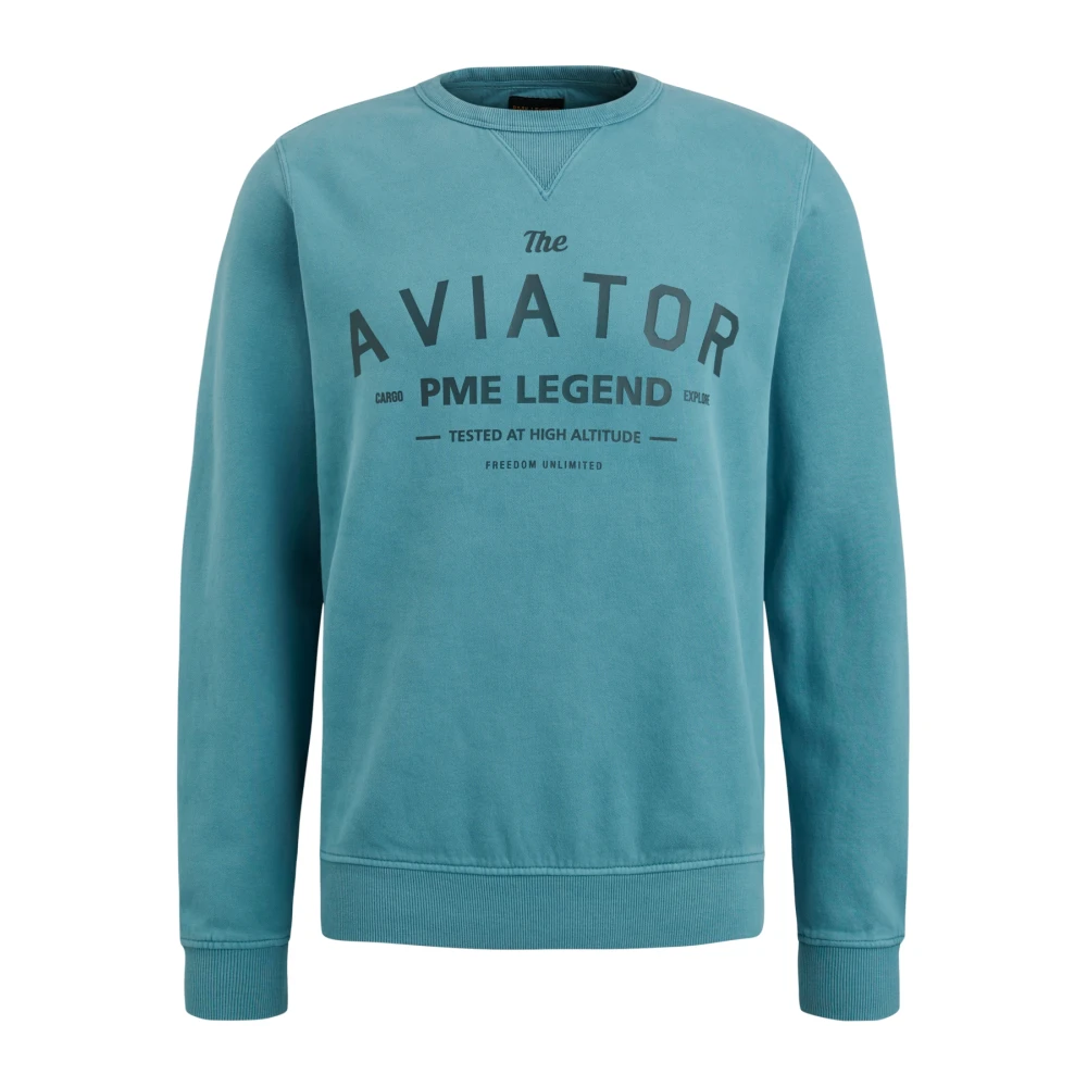PME Legend Spray Design Crewneck Sweatshirt Blue Heren