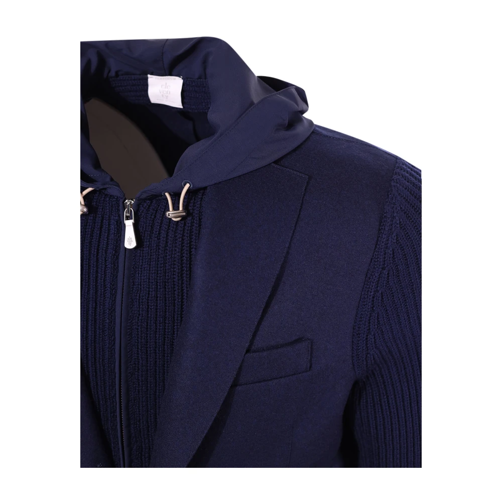Eleventy Blauwe Wollen Kasjmierjas met Capuchon Blue Heren