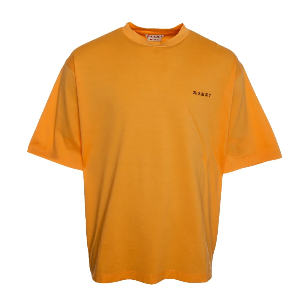 Marni Artistieke Print Boxy Fit T-Shirt Orange Heren