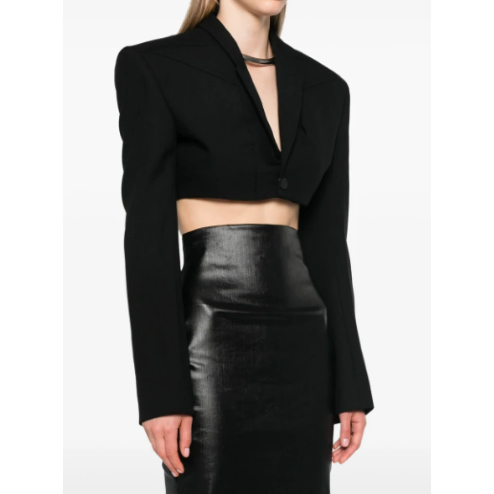 Rick Owens Zwarte Micro Tatlin Jas Black Dames