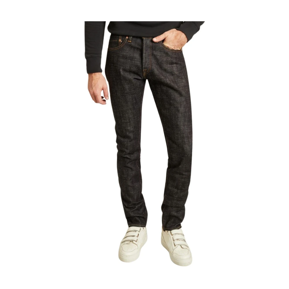 Momotaro Jeans Hoge taps toelopende jeans in indigo Black Heren