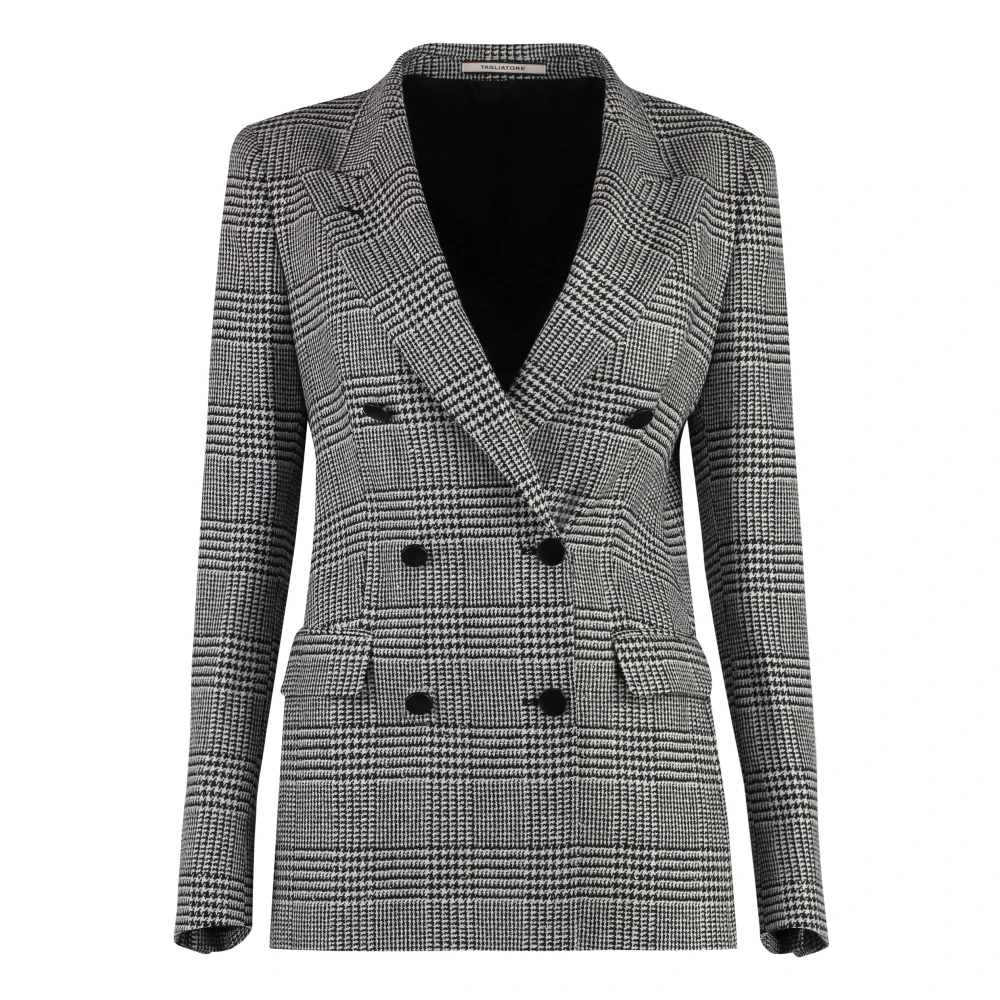 Tagliatore J-Parigi Houndstooth dubbele borst blazer Black Dames