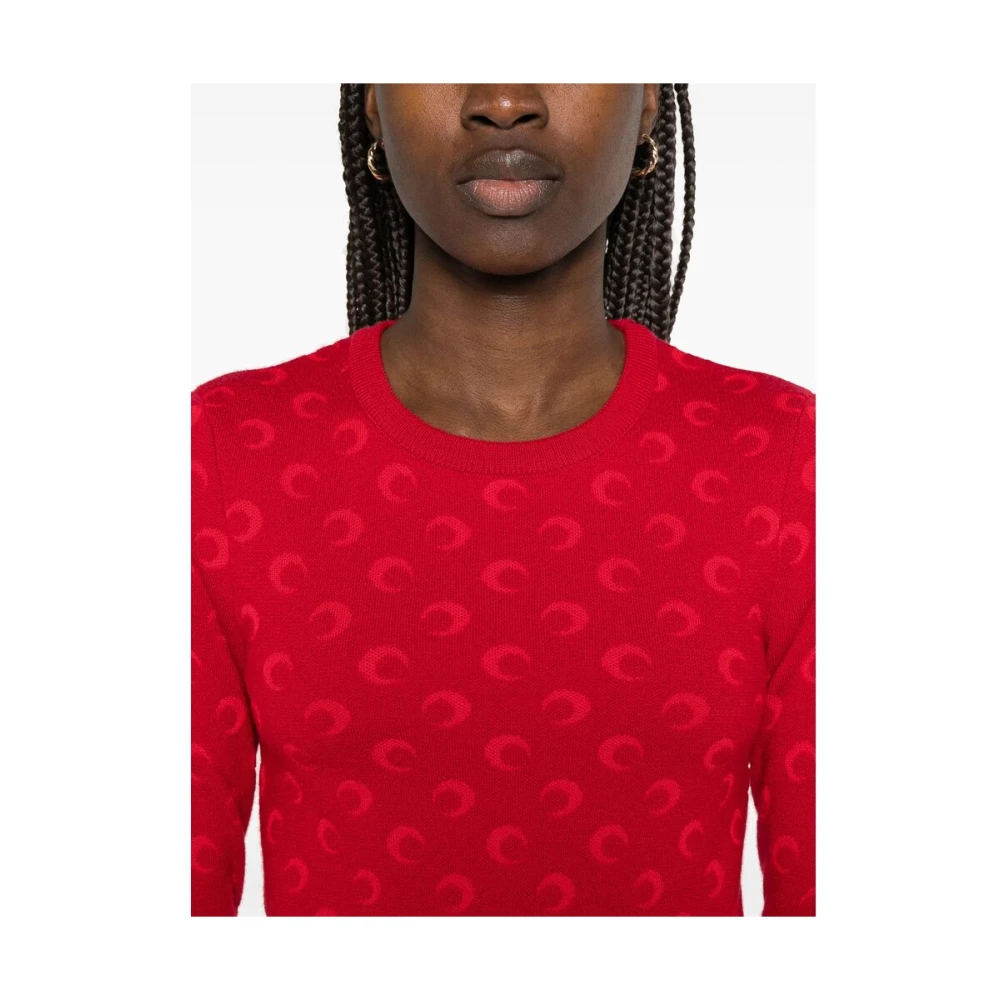Marine Serre Donkerrode Crew Neck Sweater Red Dames