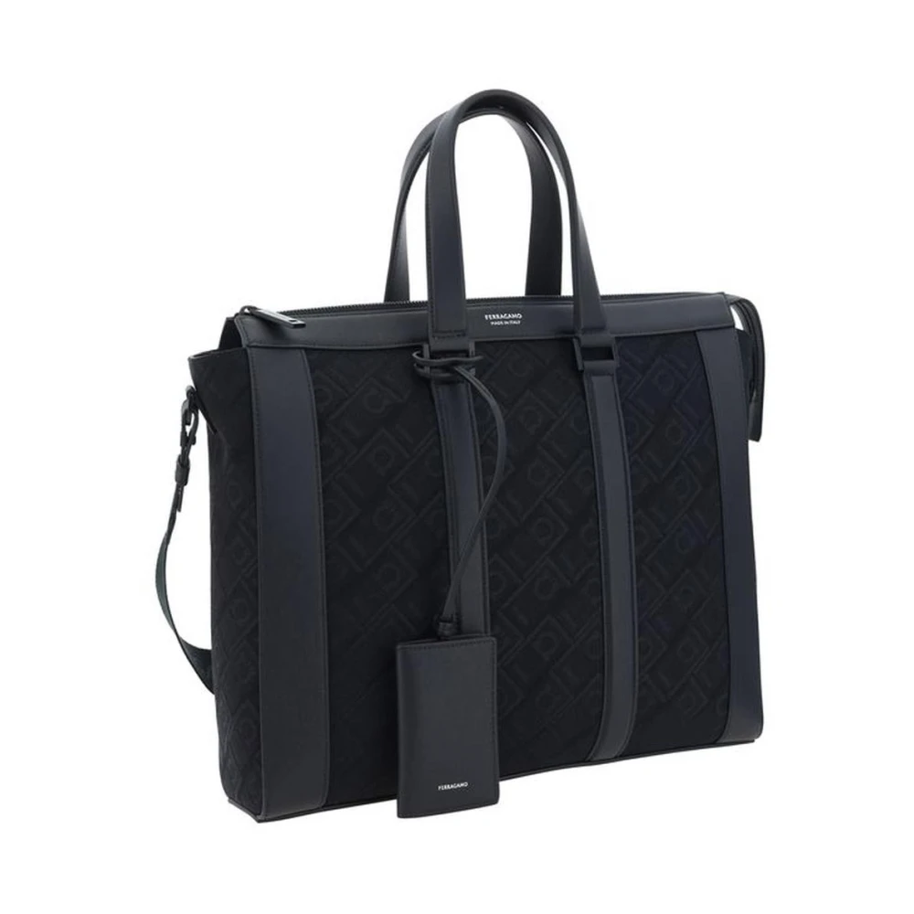 Salvatore Ferragamo Elegante Business Handtas met Leren Details Black Heren