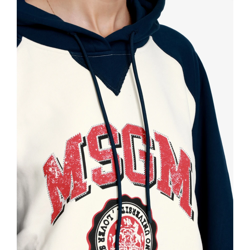 Msgm College-Style Katoenen Jersey Sweatshirt met Contrasterende Mouwen Multicolor Dames