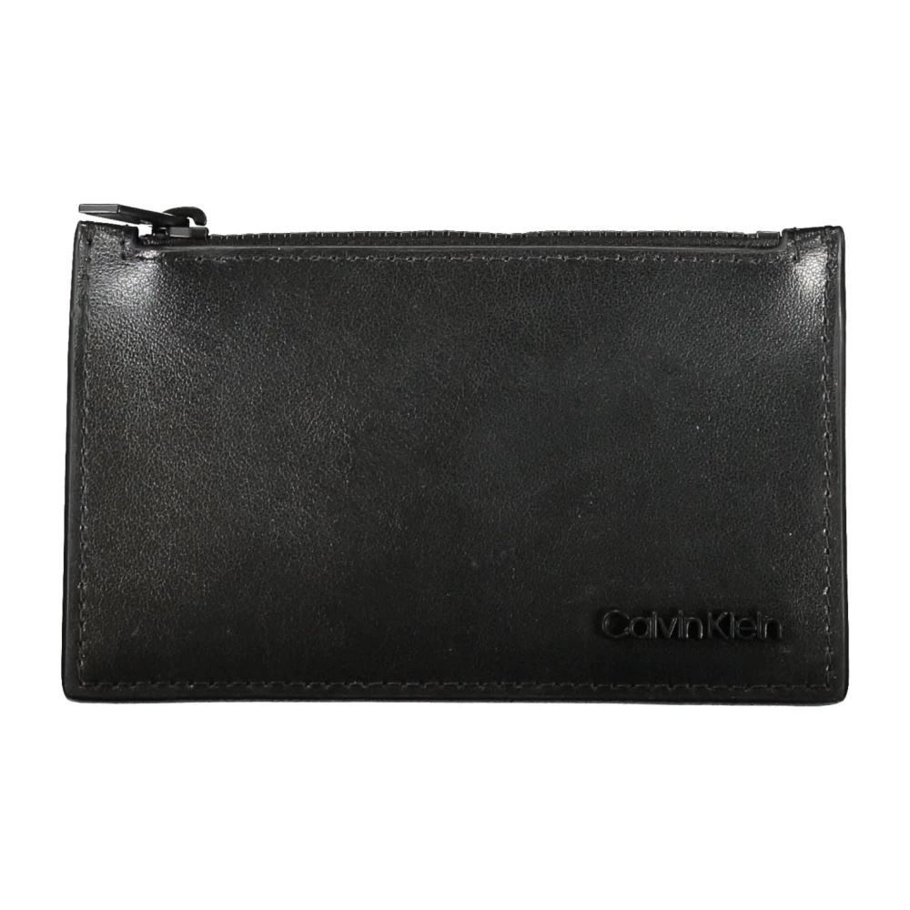 Calvin Klein Heren Portemonnee Zwart Rits Kaart Logo Black Heren