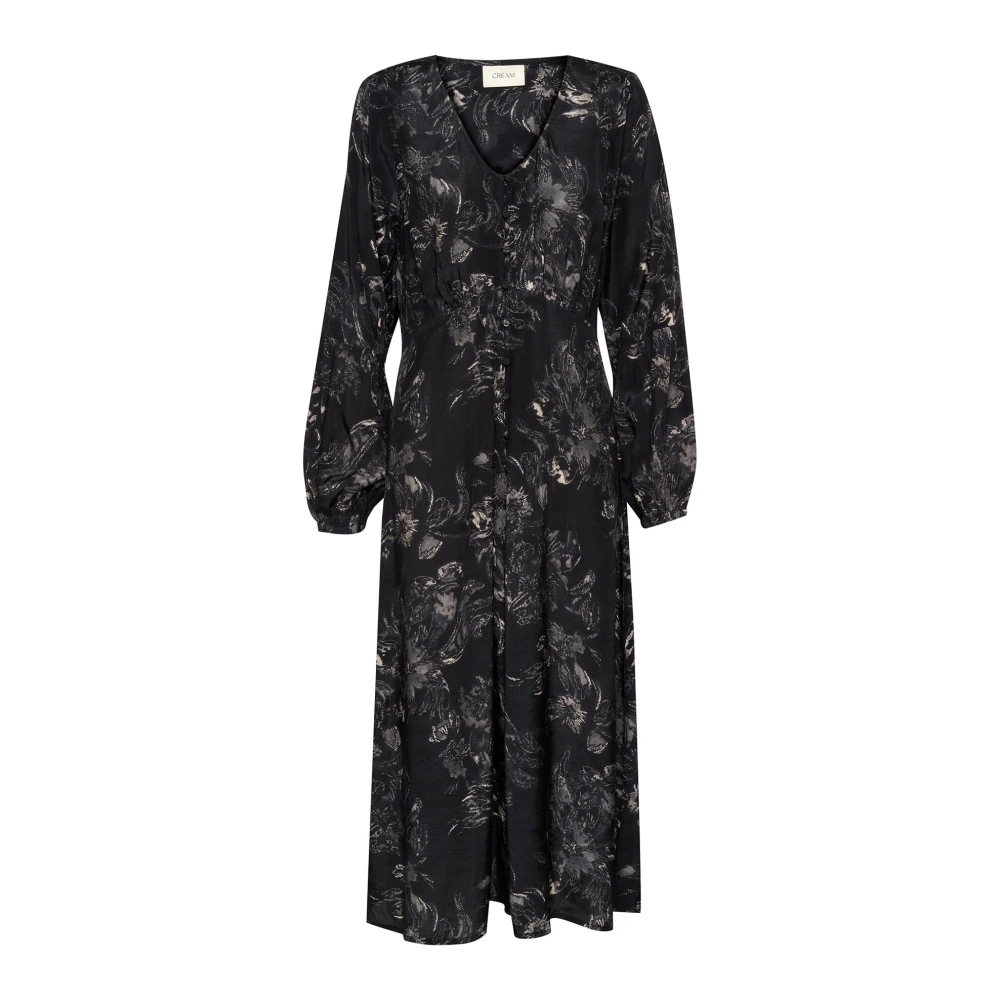 Cream Zwart en wit abstract bloemenjurk Multicolor Dames