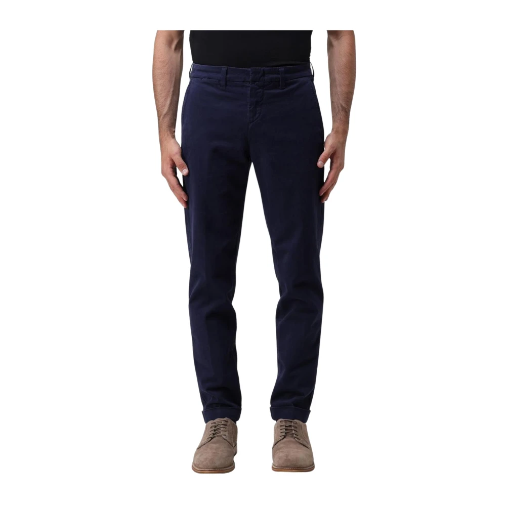 Fay Men's Blue Slim-Fit Trousers, W35, Slim Fit Chinos