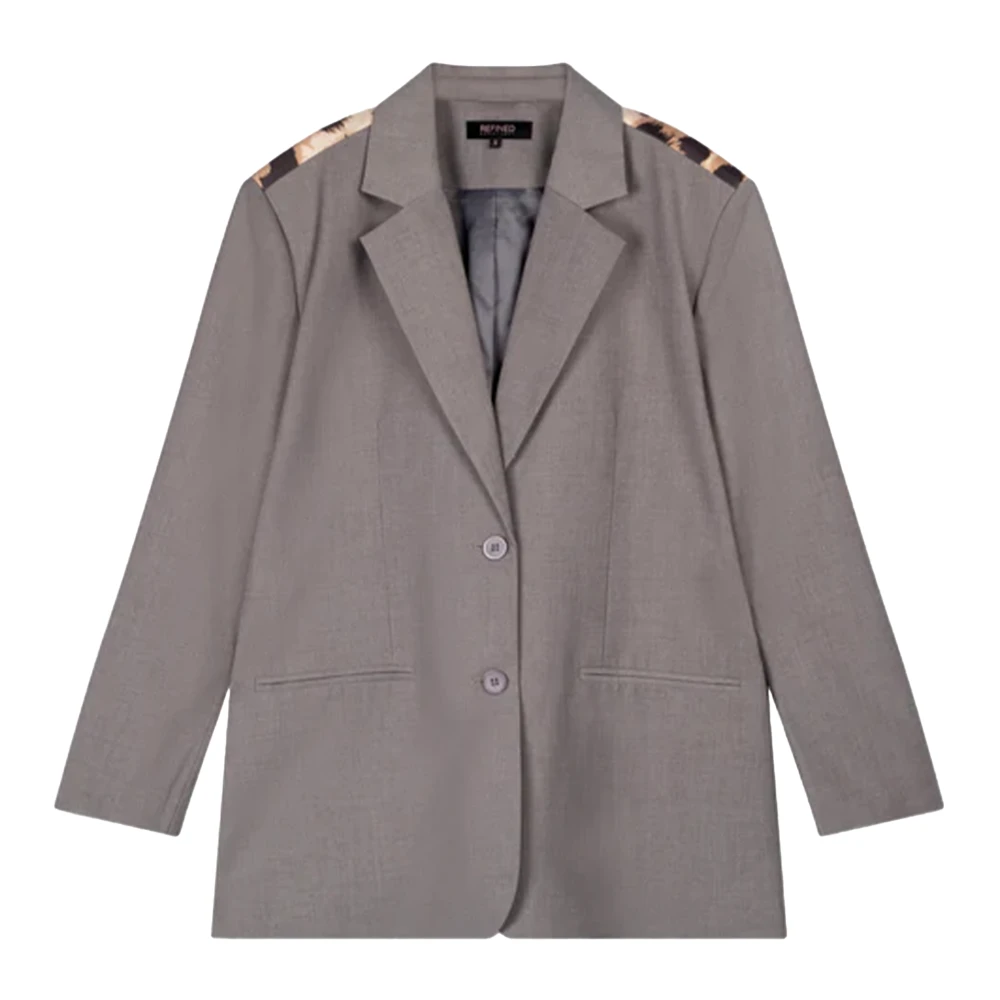Refined Department oversized blazer met panterprint grijs