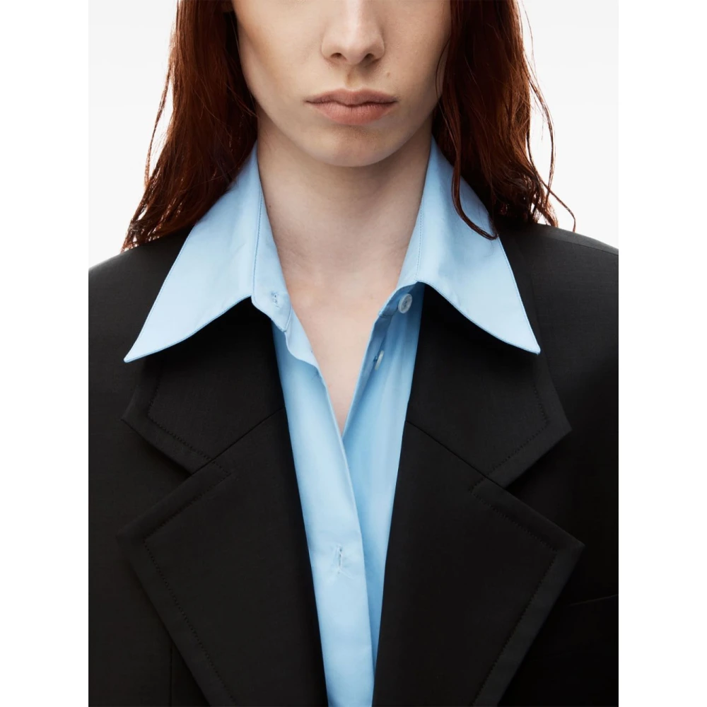 alexander wang Zwarte wollen stretch crop jas Black Dames