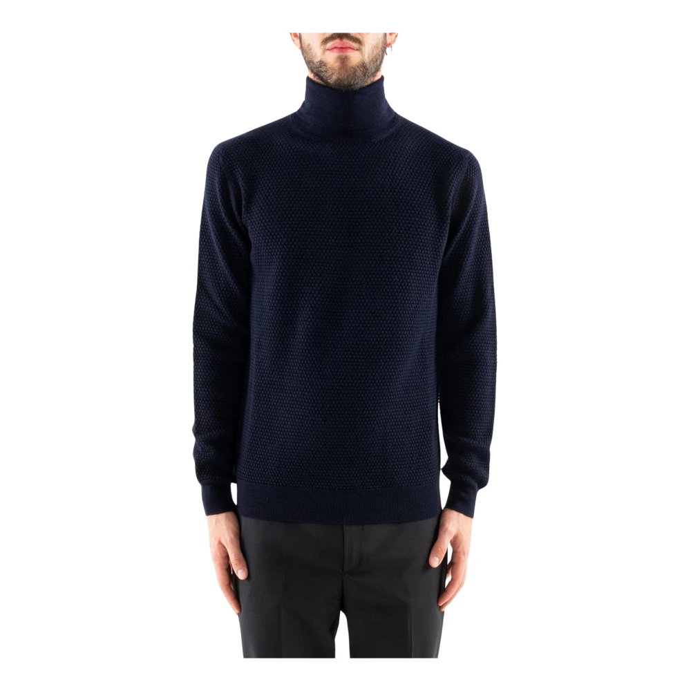 Corsinelabedoli Turtleneck Jumpers in Marino Wol Blue Heren