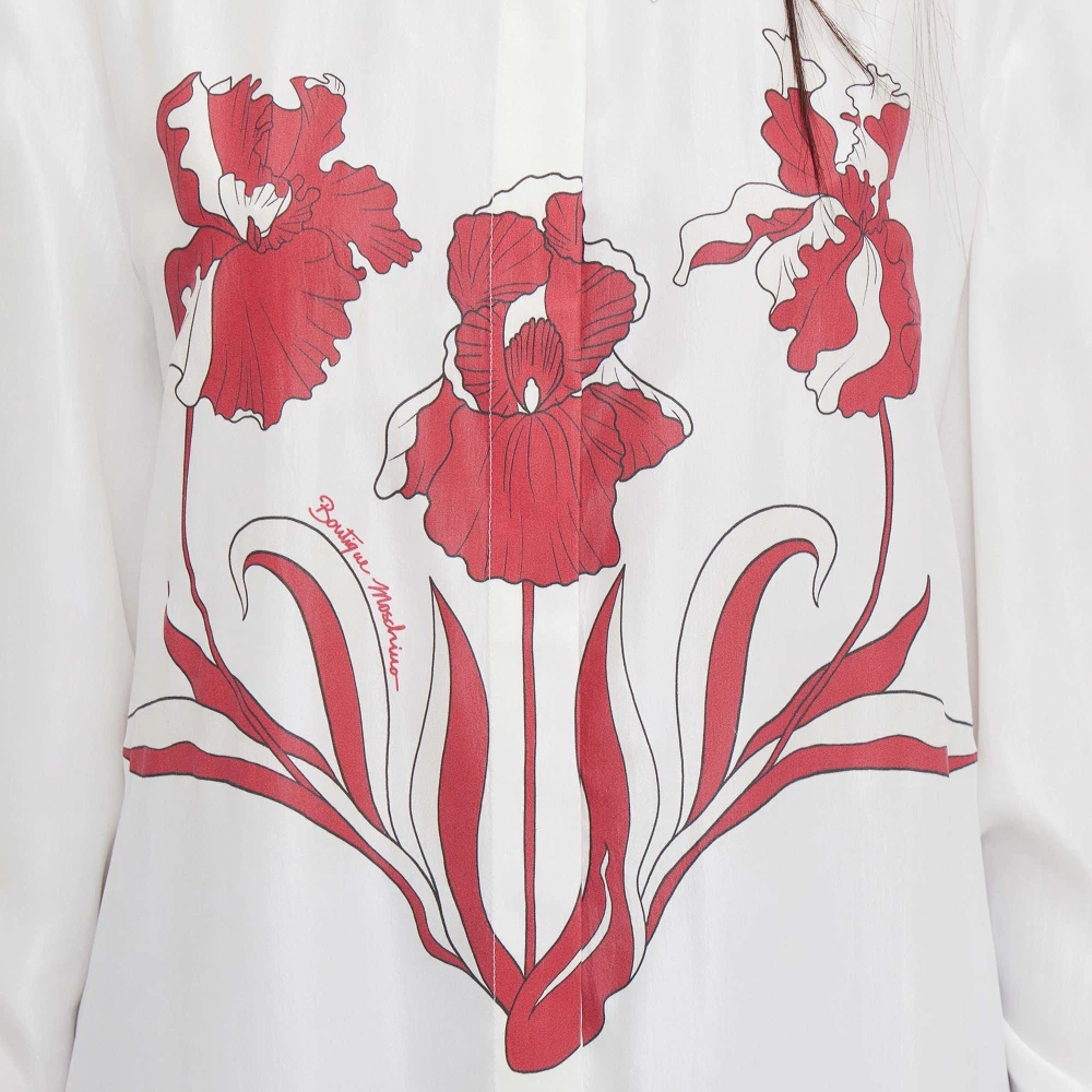 Moschino Zijden Blouse met Bloemendetail White Dames
