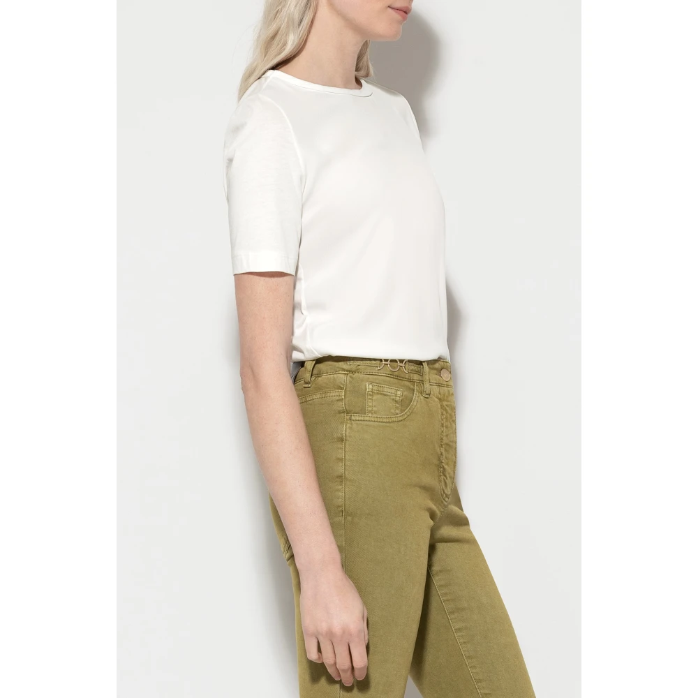 LUISA CERANO Zijden Mix T-shirt met Splitzoom White Dames