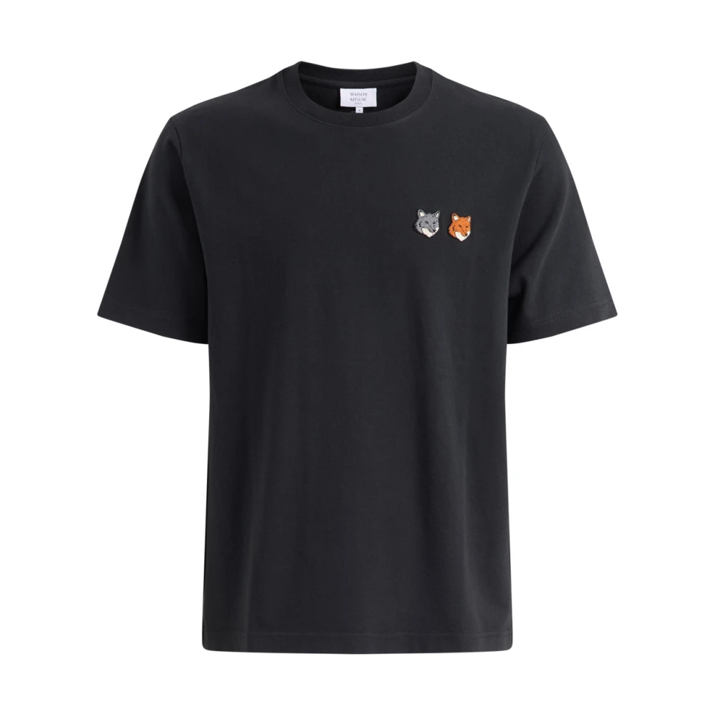Maison Kitsuné Black T-Shirts, Male, M, Double Fox Head Comfort Tee-Shirt