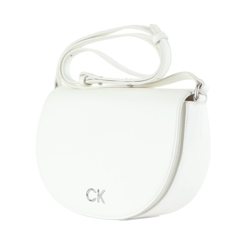 Calvin Klein Gehamerde schoudertas met logoplaat White Dames