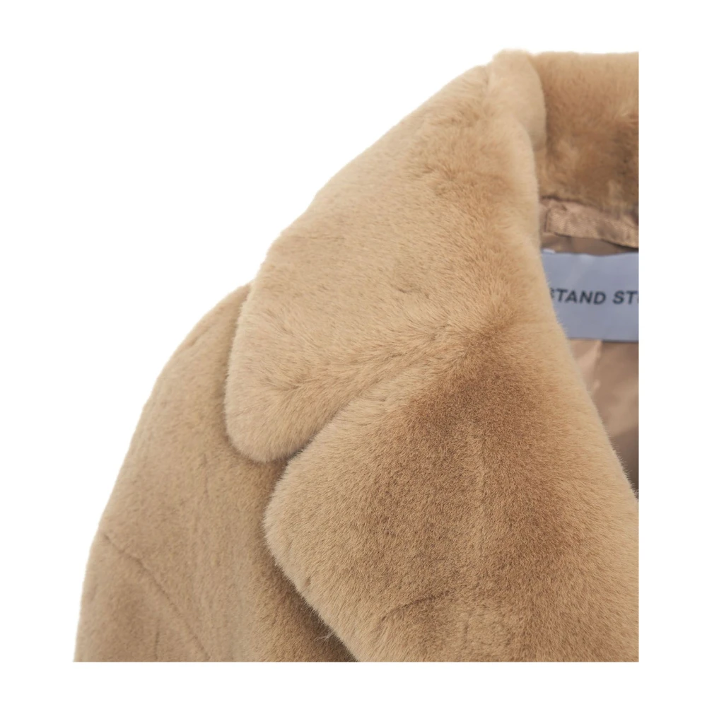 Stand Studio Beige Faux Fur Cocoon Coat Beige Dames